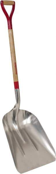 Razor-Back - 19-3/4" High x 15-1/4" Wide Square Aluminum Shovel - 36" Long Wood D-Grip Handle - Industrial Tool & Supply