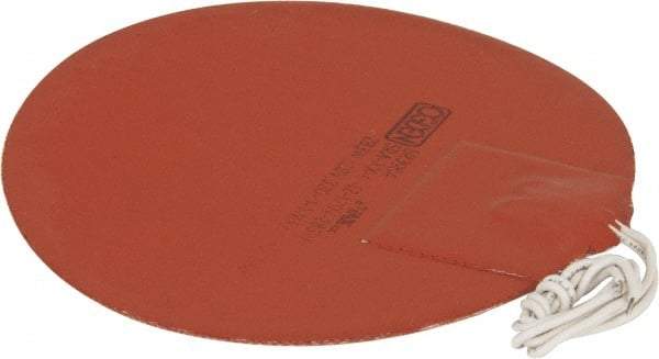 Made in USA - Round, Silicon Rubber, Standard Heat Blanket - 120 Volt, Adhesive Back, Use with Metal Containers - Industrial Tool & Supply