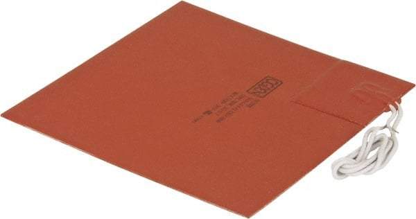 Made in USA - 6" Long x 6" Wide, Square, Silicon Rubber, Standard Heat Blanket - 120 Volt, Adhesive Back, Use with Metal Containers - Industrial Tool & Supply