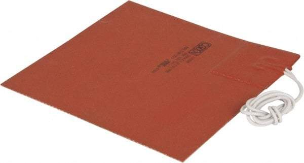 Made in USA - 6" Long x 6" Wide, Square, Silicon Rubber, Standard Heat Blanket - 120 Volt, Plain Back, Use with Metal Containers - Industrial Tool & Supply