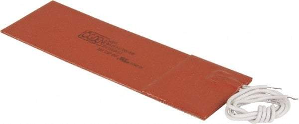 Value Collection - 6" Long x 2" Wide, Rectangular, Silicon Rubber, Standard Heat Blanket - 120 Volt, Adhesive Back, Use with Metal Containers - Industrial Tool & Supply