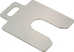 Made in USA - 10 Piece, 2 Inch Long x 2 Inch Wide x 0.05 Inch Thick, Slotted Shim Stock - Stainless Steel, 5/8 Inch Wide Slot - Industrial Tool & Supply