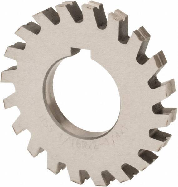 Value Collection - 1/32" Radius, 1/16" Circle Diam, 2-1/4" Cutter Diam, Arbor Connection, Concave Radius Cutter - High Speed Steel, 10 Teeth - Industrial Tool & Supply