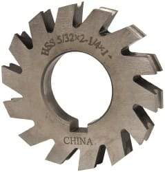 Value Collection - 5/64" Radius, 5/32" Circle Diam, 2-1/4" Cutter Diam, 0.1563" Cutting Width, Arbor Connection, Concave Radius Cutter - High Speed Steel, Oxide Finish, Form Relieved, 10 Teeth - Industrial Tool & Supply