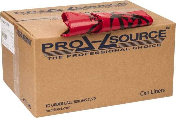 PRO-SOURCE - 10 Gal Capacity, Red, Low-Density Polyethylene, Hazardous Waste Bag - 1.2 mil Thick x 24" Wide x 24" High, Flat Pack - Industrial Tool & Supply