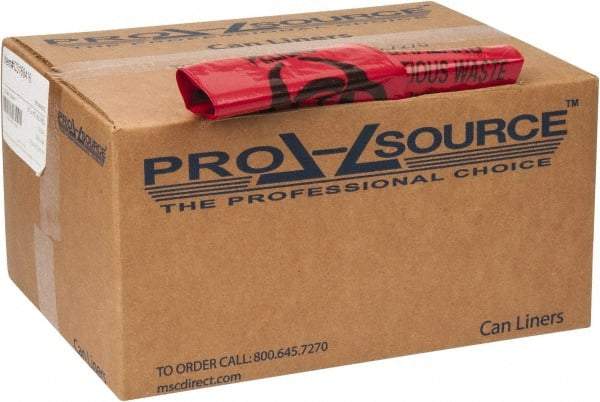 PRO-SOURCE - 35 Gal Capacity, Red, LLD, Hazardous Waste Bag - 1.2 mil Thick x 31" Wide x 43" High, Flat Pack - Industrial Tool & Supply