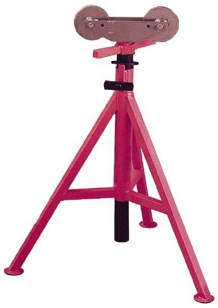 Value Collection - 1/8" to 12" Pipe Capacity, Adjustable Pipe Stand with 2 Adjustable Rollers - 27" to 47" High, 2,500 Lb Capacity - Industrial Tool & Supply