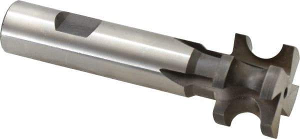 Made in USA - 1/4" Radius, 1/2" Circle Diam, 1-1/4" Diam x 0.822" Wide Cut, High Speed Steel Concave Radius Cutter - 4" OAL, 3/4" Shank Diam, Shank Connection, Uncoated, Form Relieved, 4 Teeth, Weldon Flat - Industrial Tool & Supply