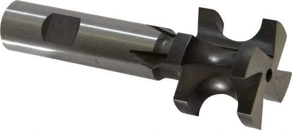 Made in USA - 3/8" Radius, 3/4" Circle Diam, 1-1/2" Diam x 1.197" Wide Cut, High Speed Steel Concave Radius Cutter - 4" OAL, 3/4" Shank Diam, Shank Connection, Uncoated, Form Relieved, 4 Teeth, Weldon Flat - Industrial Tool & Supply
