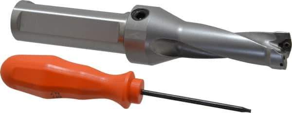 Kennametal - 2.19" Max Drill Depth, 2.5xD, 22.2mm Diam, Indexable Insert Drill - 2 Inserts, 1" Shank Diam, Straight Shank - Industrial Tool & Supply