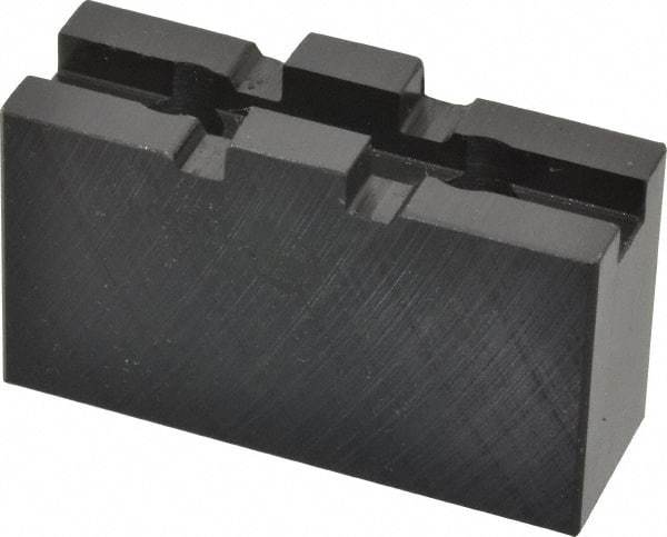 Bison - 5" Chuck Capacity, Tongue & Groove Attachment, Square Soft Lathe Chuck Jaw - 1 Jaw, Steel, 1-1/4" Btw Mount Hole Ctrs, 2-1/2" Long x 7/8" Wide x 1.52" High, 5/16" Groove - Industrial Tool & Supply