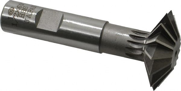 Interstate - 1-1/2° 1-1/2" Cut Diam, 1/2" Cut Width, 5/8" Shank, High Speed Steel Double-Angle Cutter - Industrial Tool & Supply