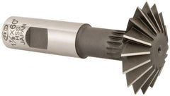 Interstate - 1-7/8° 1-7/8" Cut Diam, 5/8" Cut Width, 3/4" Shank, High Speed Steel Double-Angle Cutter - Industrial Tool & Supply