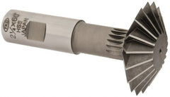 Interstate - 2-1/4° 2-1/4" Cut Diam, 3/4" Cut Width, 7/8" Shank, High Speed Steel Double-Angle Cutter - Industrial Tool & Supply