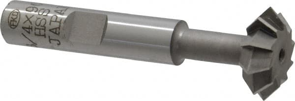 Interstate - 3/4° 3/4" Cut Diam, 1/4" Cut Width, 3/8" Shank, High Speed Steel Double-Angle Cutter - Industrial Tool & Supply