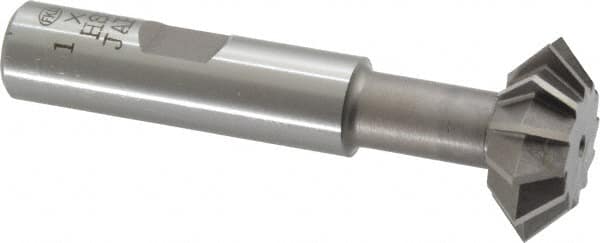 Interstate - 1° 1" Cut Diam, 3/8" Cut Width, 1/2" Shank, High Speed Steel Double-Angle Cutter - Industrial Tool & Supply