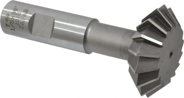 Interstate - 1-7/8° 1-7/8" Cut Diam, 5/8" Cut Width, 3/4" Shank, High Speed Steel Double-Angle Cutter - Industrial Tool & Supply