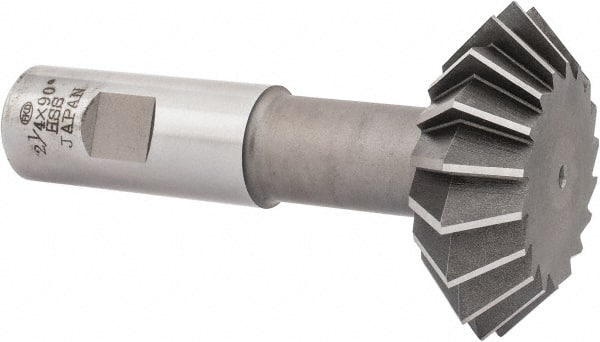 Interstate - 2-1/4° 2-1/4" Cut Diam, 3/4" Cut Width, 7/8" Shank, High Speed Steel Double-Angle Cutter - Industrial Tool & Supply