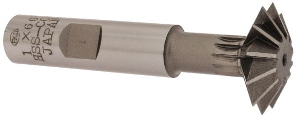 Interstate - 1° 1" Cut Diam, 5/16" Cut Width, 1/2" Shank, Cobalt Double-Angle Cutter - Industrial Tool & Supply