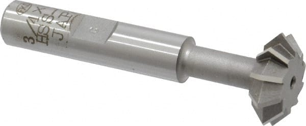 Interstate - 3/4° 3/4" Cut Diam, 1/4" Cut Width, 3/8" Shank, Cobalt Double-Angle Cutter - Industrial Tool & Supply
