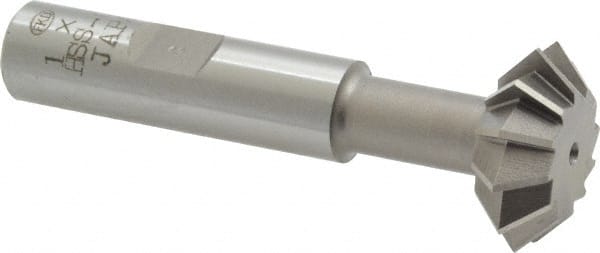 Interstate - 1° 1" Cut Diam, 3/8" Cut Width, 1/2" Shank, Cobalt Double-Angle Cutter - Industrial Tool & Supply