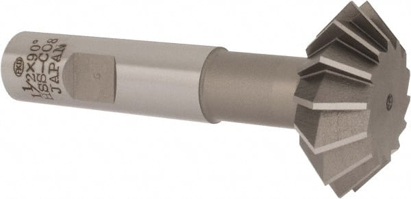 Interstate - 1-1/2° 1-1/2" Cut Diam, 9/16" Cut Width, 5/8" Shank, Cobalt Double-Angle Cutter - Industrial Tool & Supply