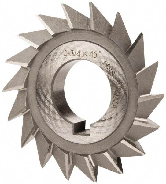 Value Collection - 2-3/4" Diam x 1/2" Width of Cut, 45° Included Angle, Arbor Connection, High Speed Steel Single Angle Cutter - Right Hand Cut, Oxide Finish - Industrial Tool & Supply