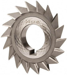 Value Collection - 2-3/4" Diam x 1/2" Width of Cut, 45° Included Angle, Arbor Connection, High Speed Steel Single Angle Cutter - Right Hand Cut, Oxide Finish - Industrial Tool & Supply