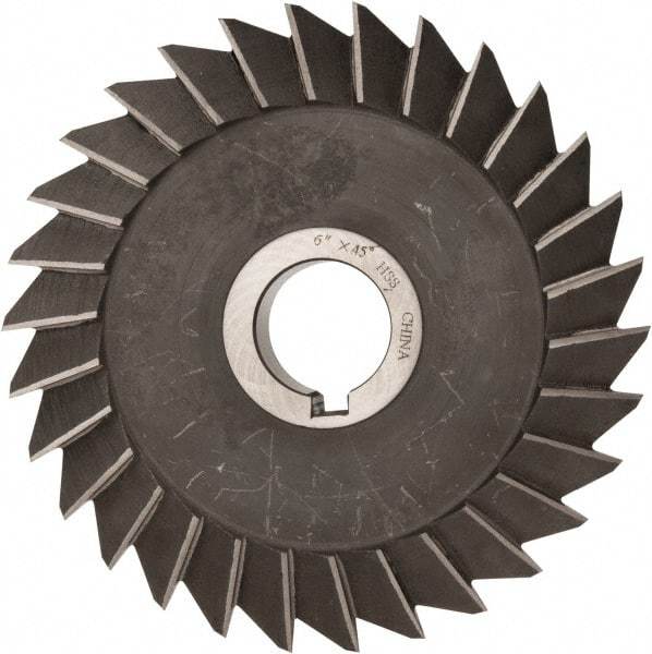 Value Collection - 6" Diam x 1" Width of Cut, 45° Included Angle, Arbor Connection, High Speed Steel Single Angle Cutter - Right Hand Cut, Oxide Finish - Industrial Tool & Supply