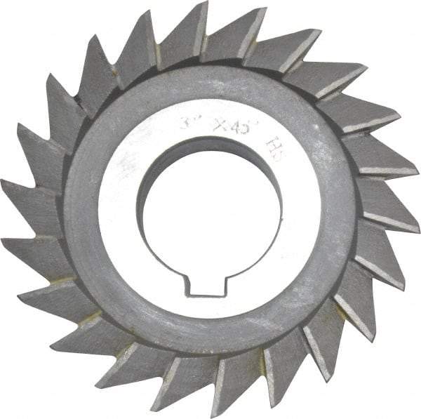 Value Collection - 3" Diam x 5/8" Width of Cut, 45° Included Angle, Arbor Connection, High Speed Steel Single Angle Cutter - Left Hand Cut, Oxide Finish - Industrial Tool & Supply