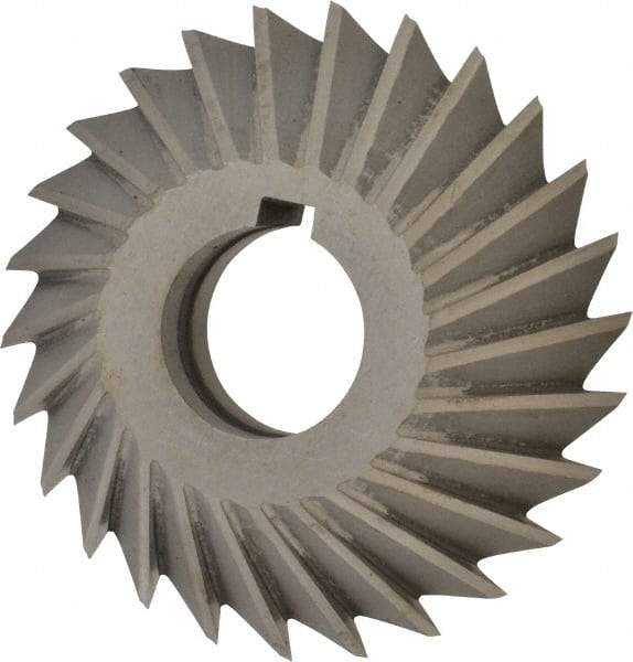 Value Collection - 4" Diam x 1" Width of Cut, 45° Included Angle, Arbor Connection, High Speed Steel Single Angle Cutter - Left Hand Cut, Oxide Finish - Industrial Tool & Supply