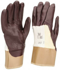 Ansell - Size M (8), ANSI Cut Lvl 2, Abrasion Lvl 3, Nitrile Coated Cut Resistant Gloves - Palm, Fingers & Knuckles Coated, Cotton/Kevlar Lining, Safety Cuff, Brown, Paired - Industrial Tool & Supply