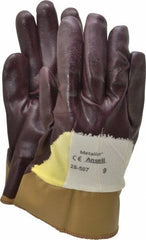 Ansell - Size L (9), ANSI Cut Lvl 2, Abrasion Lvl 3, Nitrile Coated Cut Resistant Gloves - Palm, Fingers & Knuckles Coated, Cotton/Kevlar Lining, Safety Cuff, Brown, Paired - Industrial Tool & Supply