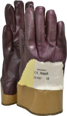 Ansell - Size XL (10), ANSI Cut Lvl 2, Abrasion Lvl 3, Nitrile Coated Cut Resistant Gloves - Palm, Fingers & Knuckles Coated, Cotton/Kevlar Lining, Safety Cuff, Brown, Paired - Industrial Tool & Supply