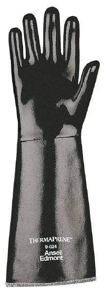 Ansell - Size XL (10), 18" Long, 85 mil Thick, Supported, Neoprene Chemical Resistant Gloves - Textured Finish, Fleece/Jersey Lined, Gauntlet Cuff, ANSI Abrasion Level 3, ANSI Cut Level 2, Black, FDA Approved - Industrial Tool & Supply
