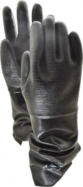 Ansell - Size M (8), 18" Long, 85 mil Thick, Supported, Neoprene Chemical Resistant Gloves - Textured Finish, Fleece/Jersey Lined, Gauntlet Cuff, ANSI Abrasion Level 3, ANSI Cut Level 2, Black, FDA Approved - Industrial Tool & Supply