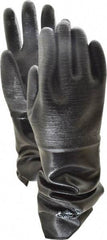 Ansell - Size M (8), 18" Long, 85 mil Thick, Supported, Neoprene Chemical Resistant Gloves - Textured Finish, Fleece/Jersey Lined, Gauntlet Cuff, ANSI Abrasion Level 3, ANSI Cut Level 2, Black, FDA Approved - Industrial Tool & Supply