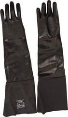 Ansell - Size M (8), 26" Long, 85 mil Thick, Supported, Neoprene Chemical Resistant Gloves - Textured Finish, Fleece/Jersey Lined, Gauntlet Cuff, ANSI Abrasion Level 3, ANSI Cut Level 2, Black, FDA Approved - Industrial Tool & Supply