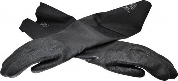 Ansell - Size XL (10), 26" Long, 85 mil Thick, Supported, Neoprene Chemical Resistant Gloves - Textured Finish, Fleece/Jersey Lined, Gauntlet Cuff, ANSI Abrasion Level 3, ANSI Cut Level 2, Black, FDA Approved - Industrial Tool & Supply