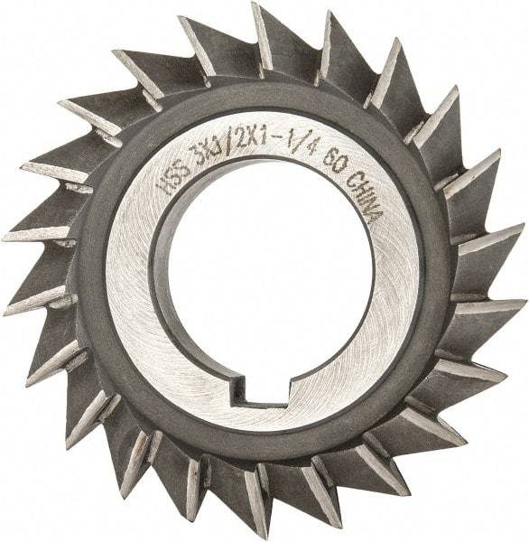 Value Collection - 3" Diam x 1/2" Width of Cut, 60° Included Angle, Arbor Connection, High Speed Steel Single Angle Cutter - Right Hand Cut, Oxide Finish - Industrial Tool & Supply