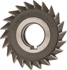 Value Collection - 3" Diam x 3/4" Width of Cut, 60° Included Angle, Arbor Connection, High Speed Steel Single Angle Cutter - Right Hand Cut, Oxide Finish - Industrial Tool & Supply