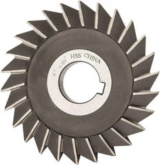 Value Collection - 4" Diam x 1/2" Width of Cut, 60° Included Angle, Arbor Connection, High Speed Steel Single Angle Cutter - Right Hand Cut, Oxide Finish - Industrial Tool & Supply