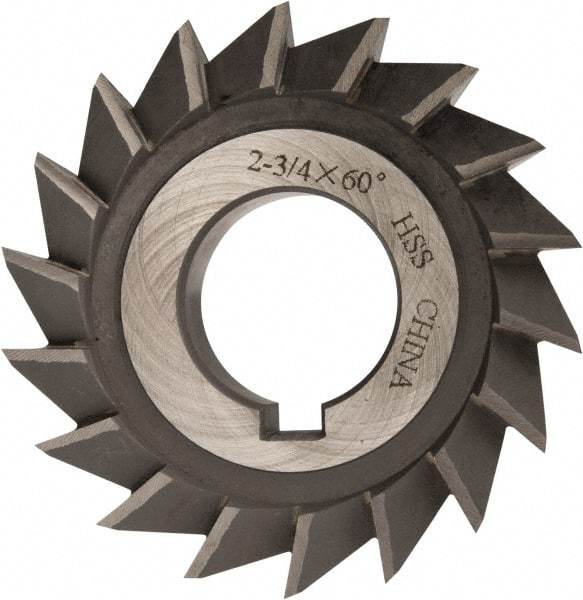 Value Collection - 2-3/4" Diam x 1/2" Width of Cut, 60° Included Angle, Arbor Connection, High Speed Steel Single Angle Cutter - Left Hand Cut, Oxide Finish - Industrial Tool & Supply
