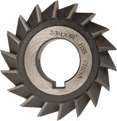 Value Collection - 2-3/4" Diam x 1/2" Width of Cut, 60° Included Angle, Arbor Connection, High Speed Steel Single Angle Cutter - Left Hand Cut, Oxide Finish - Industrial Tool & Supply