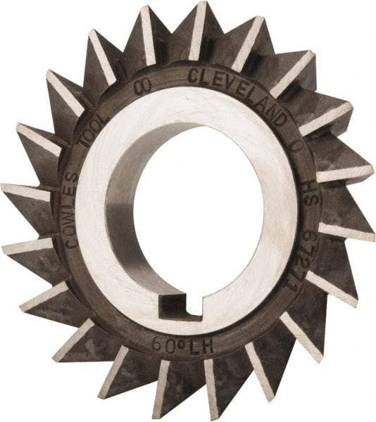 Value Collection - 3" Diam x 1/2" Width of Cut, 60° Included Angle, Arbor Connection, High Speed Steel Single Angle Cutter - Left Hand Cut, Oxide Finish - Industrial Tool & Supply
