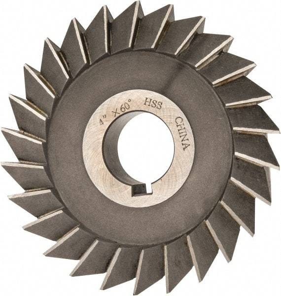 Value Collection - 4" Diam x 3/4" Width of Cut, 60° Included Angle, Arbor Connection, High Speed Steel Single Angle Cutter - Left Hand Cut, Oxide Finish - Industrial Tool & Supply