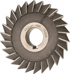 Value Collection - 4" Diam x 3/4" Width of Cut, 60° Included Angle, Arbor Connection, High Speed Steel Single Angle Cutter - Left Hand Cut, Oxide Finish - Industrial Tool & Supply