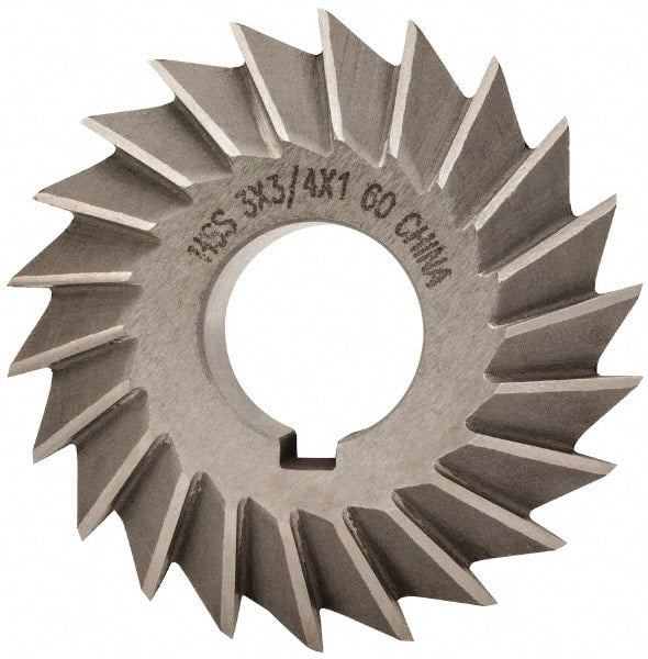 Value Collection - 3° 3" Cut Diam, 3/4" Cut Width, 1" Arbor, High Speed Steel Double-Angle Cutter - Industrial Tool & Supply