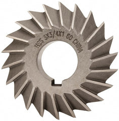 Value Collection - 3° 3" Cut Diam, 3/4" Cut Width, 1" Arbor, High Speed Steel Double-Angle Cutter - Industrial Tool & Supply