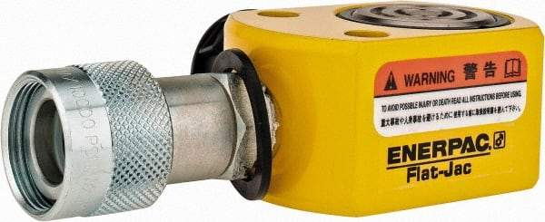 Enerpac - 10 Ton, 0.44" Stroke, 0.98 Cu In Oil Capacity, Portable Hydraulic Flat Body Cylinder - 2.24 Sq In Effective Area, 1.69" Lowered Ht., 2.13" Max Ht., 1.69" Cyl Bore Diam, 1.5" Plunger Rod Diam, 10,000 Max psi - Industrial Tool & Supply